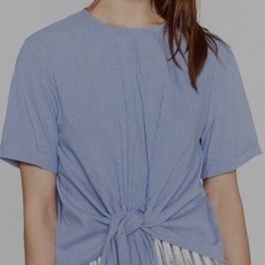 Zara Woman’s Blue & White Pinstripes Top Blouse,NWOT